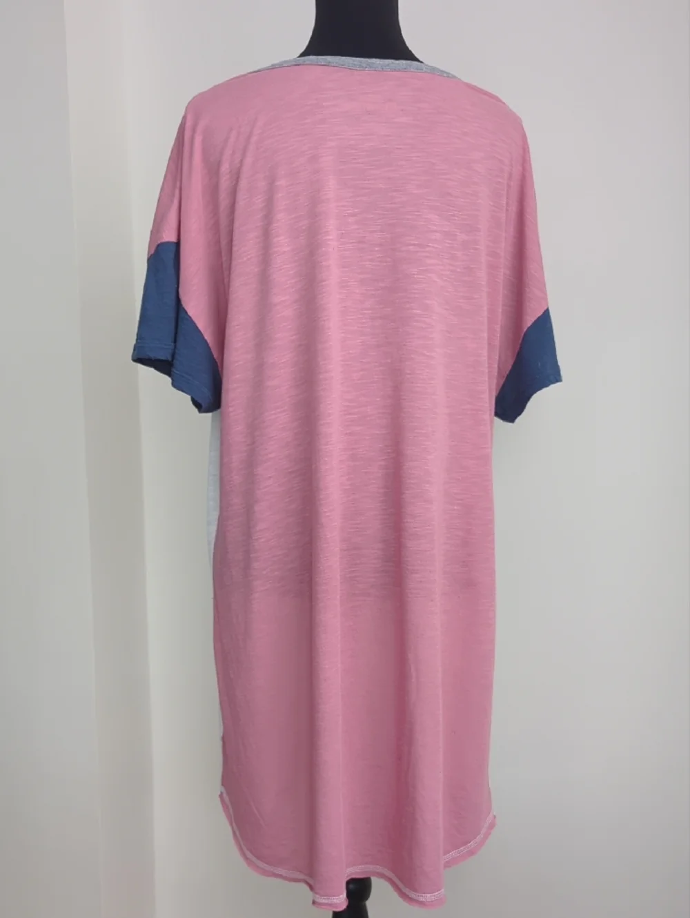 Women’s Disney Graphic Pajama Night Shirt- White & Pink With Blue Sleeves - Picture 5 of 6